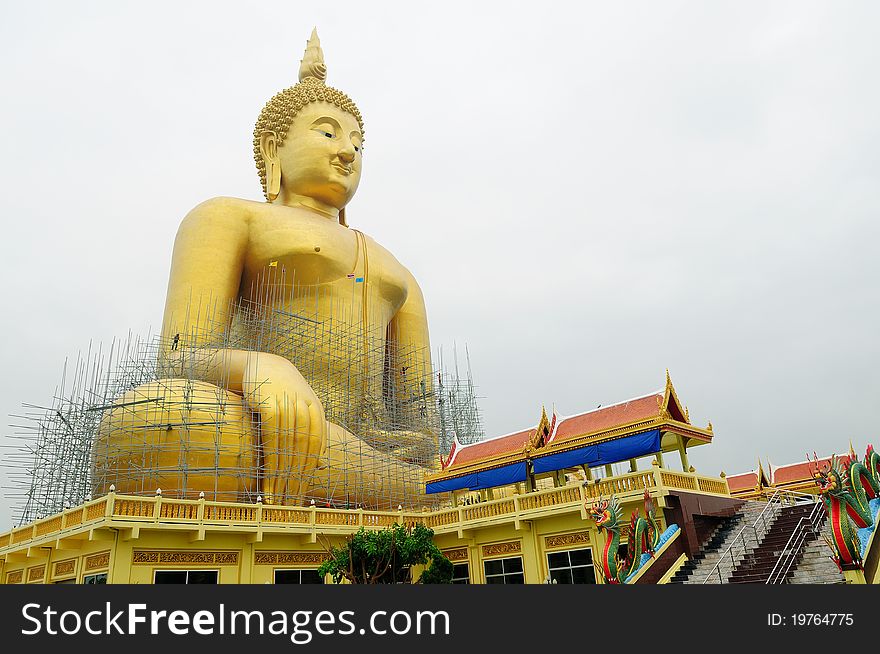 Giant buddha statue during construction, Thailand