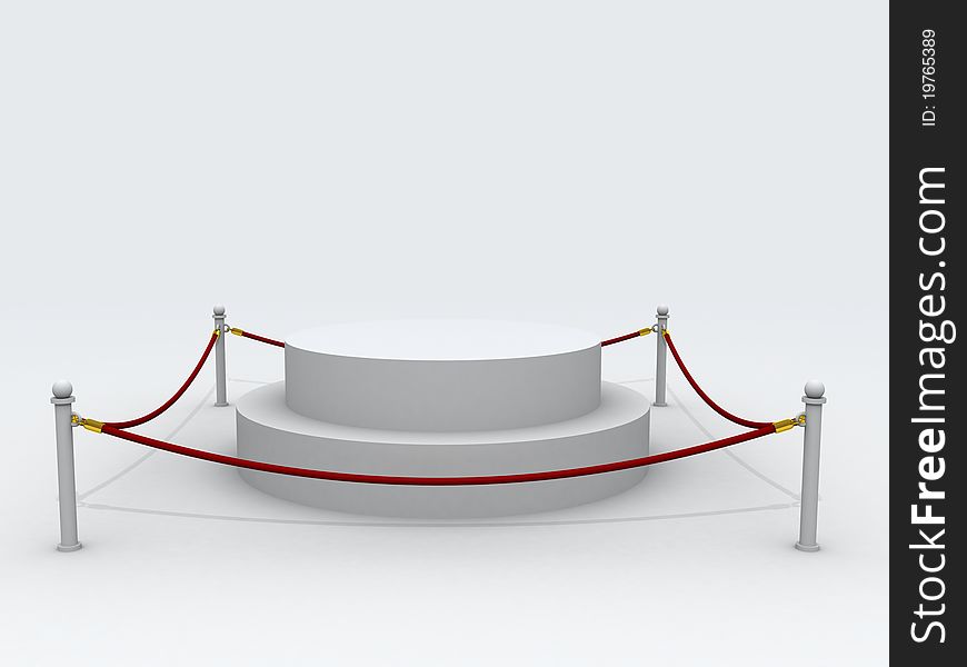 White podium surrounded by a barrier