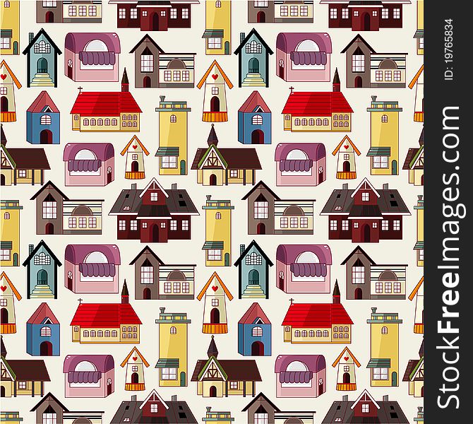 Seamless house pattern,vector drawing