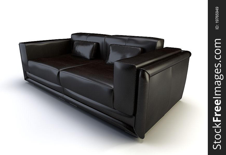 Black 3d sofa isolated on the white background. Black 3d sofa isolated on the white background