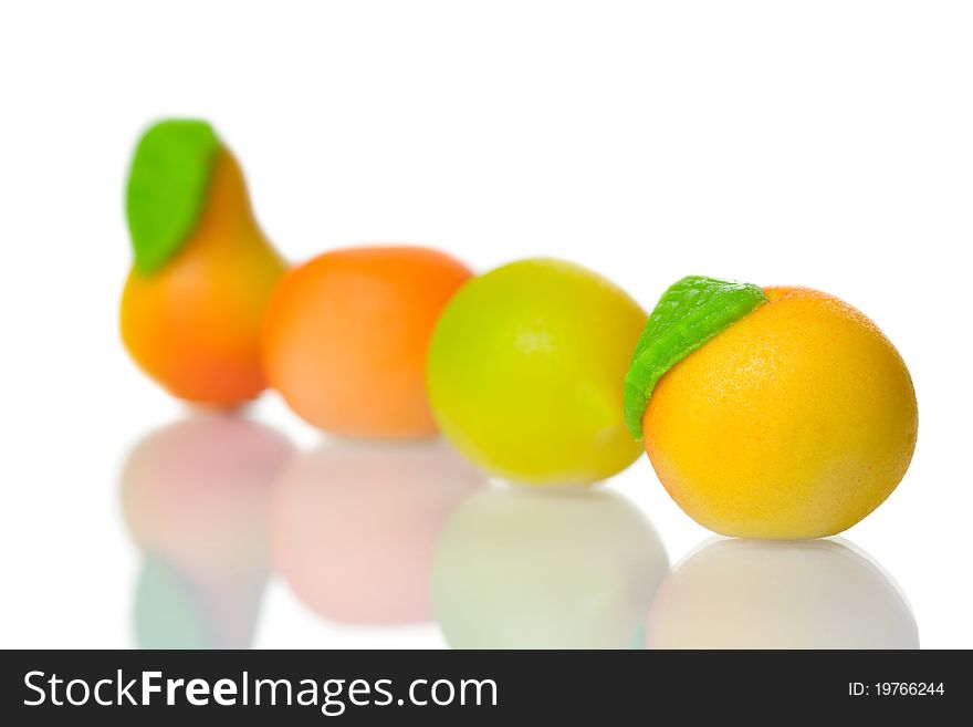 The sweets marzipan. In the form of fruit
