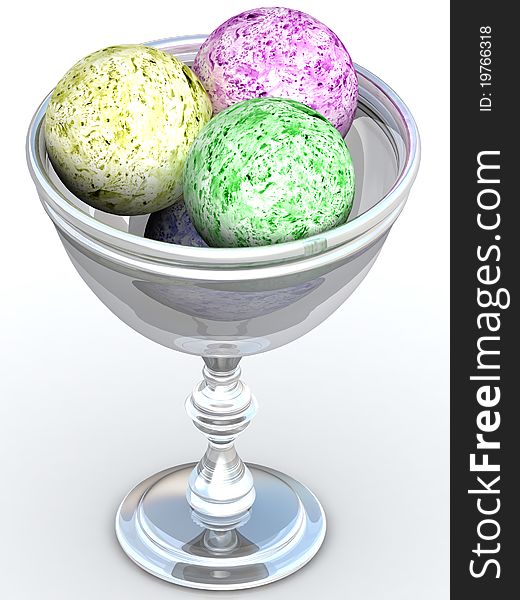3d bowl with ice-cream isolated on white