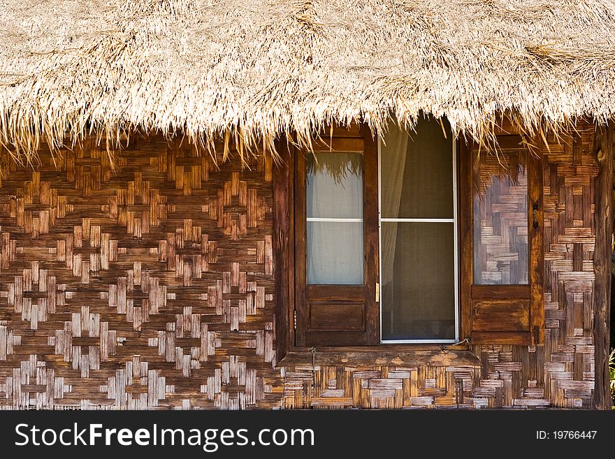 Opened window of little hut