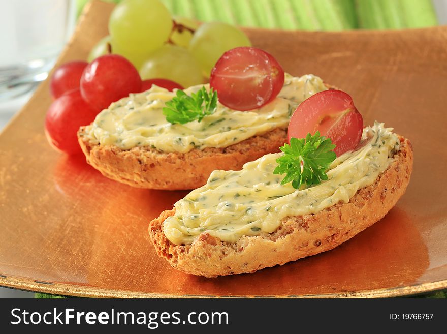 Crispy Rolls And Herb Butter