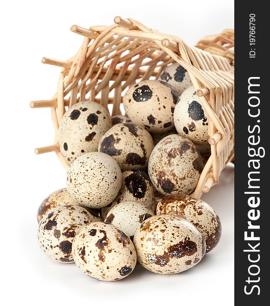 Quail eggs isolated on white background