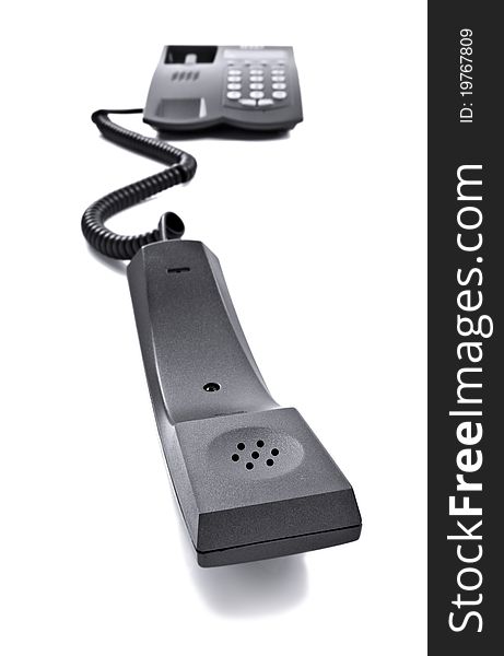 Black Telephone Isolated  On White
