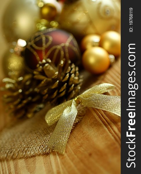 Beautiful Christmas composition on wooden