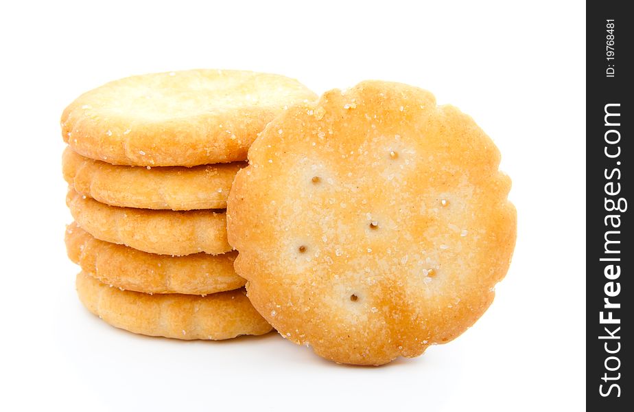 Stack of crackers, isolated on a white background