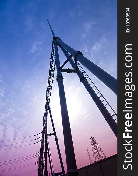 Power poles in the blue sky