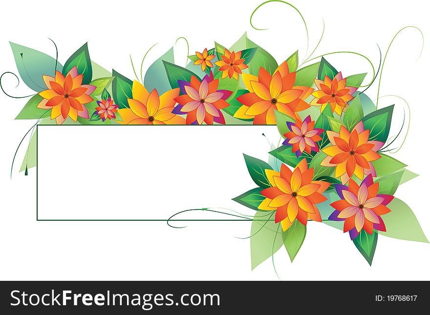 Image of flowers with leaves and stripes, where you can place text