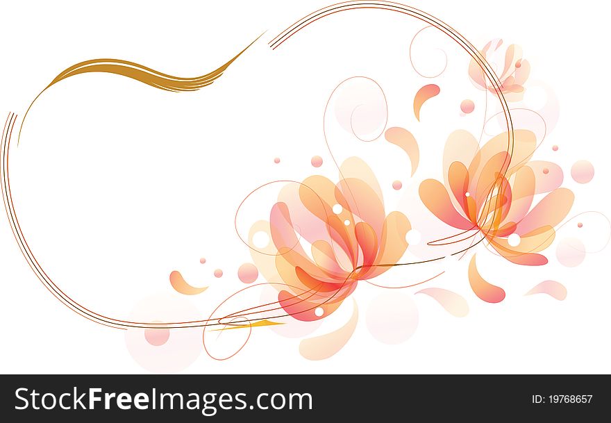 Vector image of fantastic flowers with swirls and space where you can place text. Vector image of fantastic flowers with swirls and space where you can place text