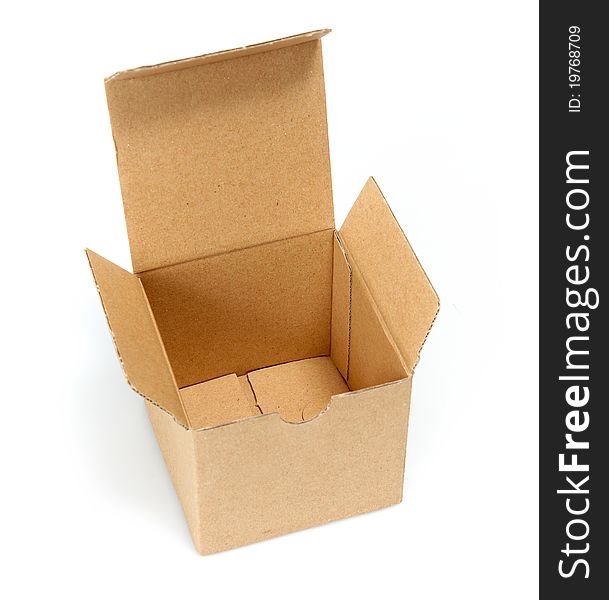 Open cardboard empty box isolated on white