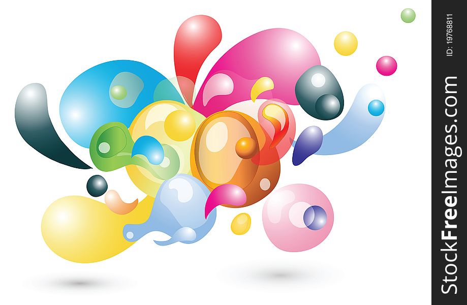 Background, consisting of abstract colored shapes and balls
