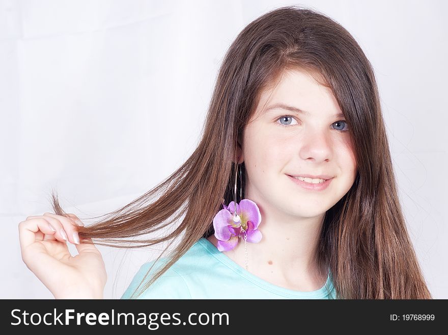 Young Girl Showing Her Earring