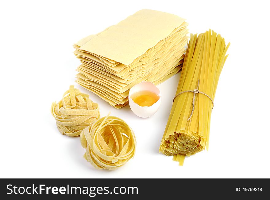 An image of yellow pasta and an egg