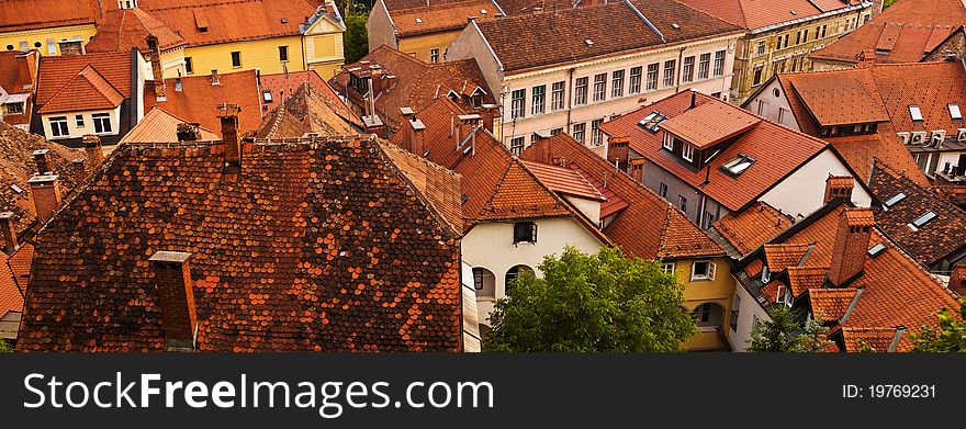 Photo of roofs in old town in Ljubljana - Slovenia. Photo of roofs in old town in Ljubljana - Slovenia