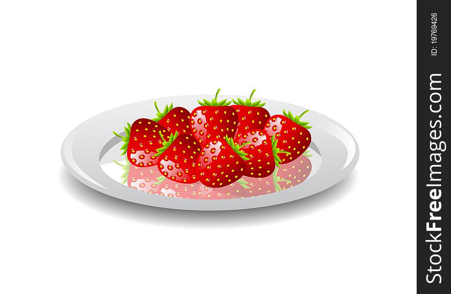 Strawberries on white porcelain plate. Strawberries on white porcelain plate