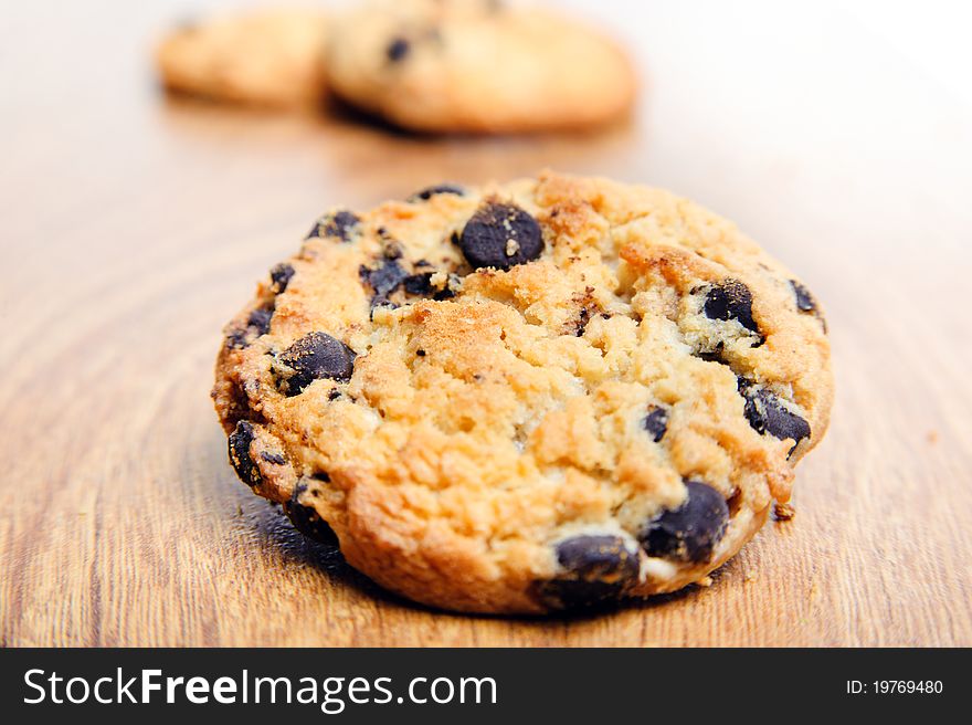 An image of tasty chocolate cookies on a table. An image of tasty chocolate cookies on a table