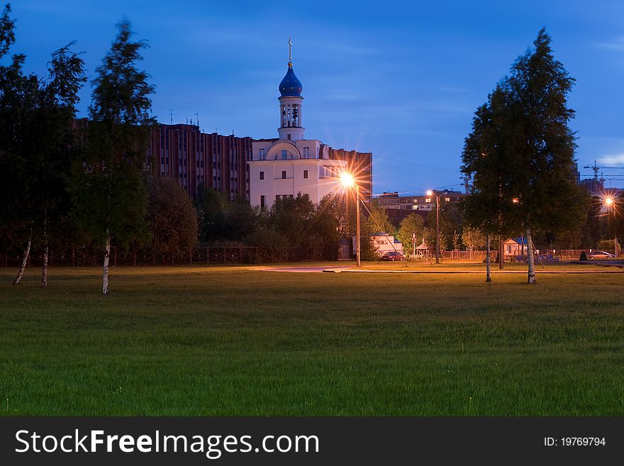 Night kind of church of an icon of divine mother majestic in the city of St.-Petersburg