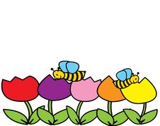 Tulips And Bees Royalty Free Stock Images