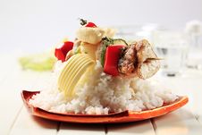 Chicken Shish Kebab And Rice Royalty Free Stock Photo Chicken Shish Kebab And Rice Royalty Free Stock Photo
