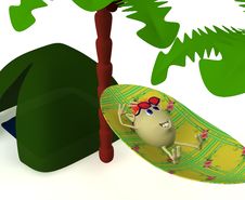 Puppet Resting Near Green Tent Under Palm Stock Photography Puppet Resting Near Green Tent Under Palm Stock Photography