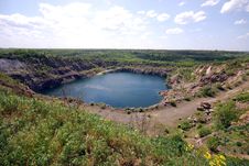 Blue Lake In Open Pit Royalty Free Stock Photos