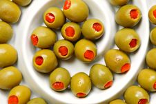 Stuffed Green Olives Stock Photo
