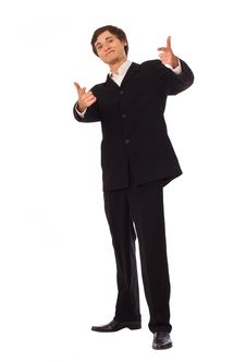Young Business Man Pointing At You Royalty Free Stock Image