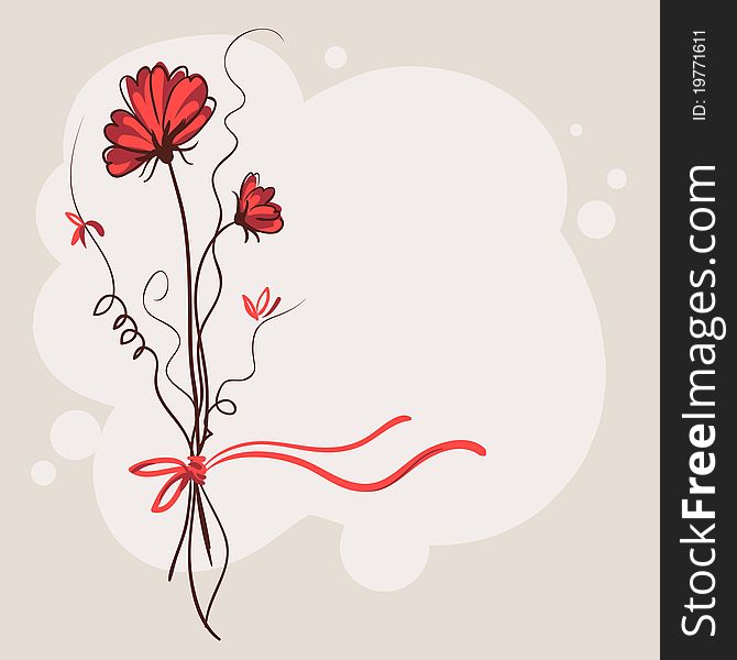 Red flower card background design. Red flower card background design