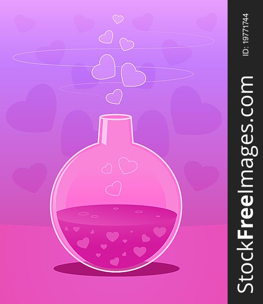 Love potion in a pink bottle