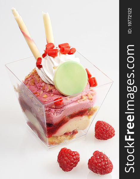 Fruit mousse with fresh raspberries. Fruit mousse with fresh raspberries