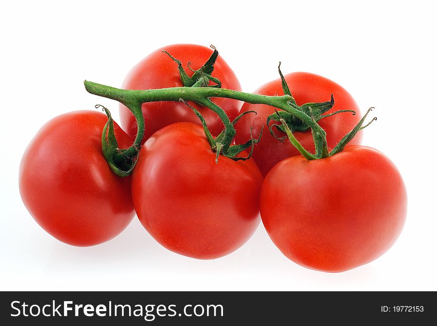 Fresh tomatoes isolated on white