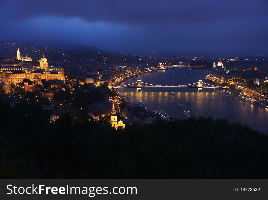 View of panorama Budapest, Hungary, from fortress Citadel