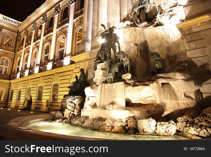 Fountain at the Buda Castle in Budapest, Hungary