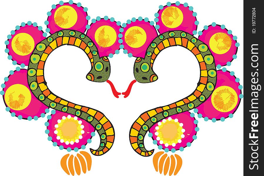 Illustration simply of a 2 snake in love. Illustration simply of a 2 snake in love