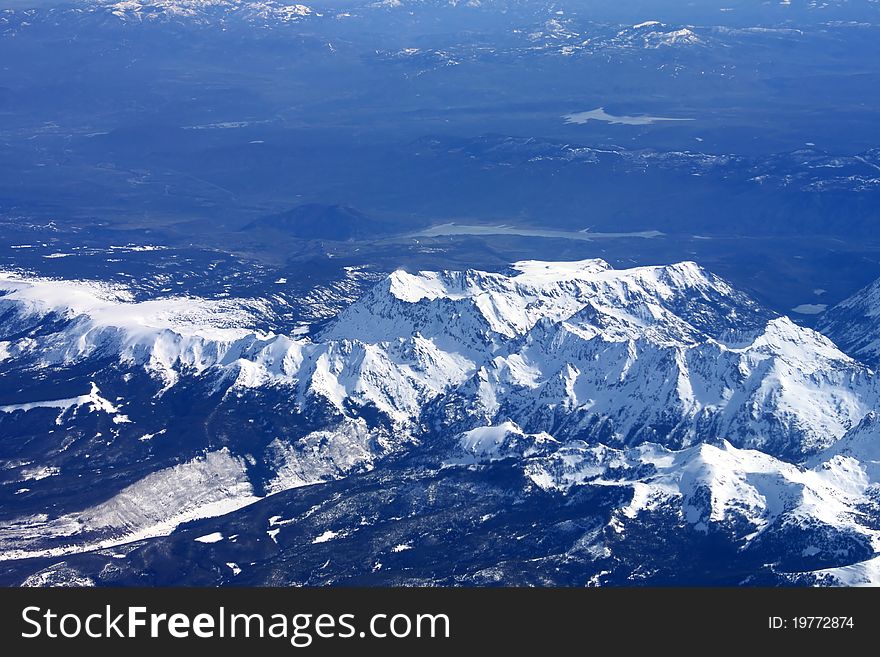The Rocky Mountains from high above. The Rocky Mountains from high above.