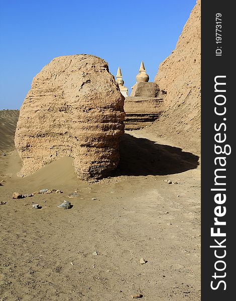 Ancient city in the desert in west of China