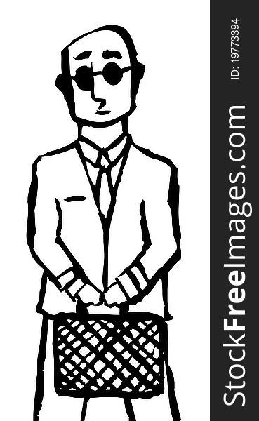 Black and white drawing of a business man in a tie. Black and white drawing of a business man in a tie