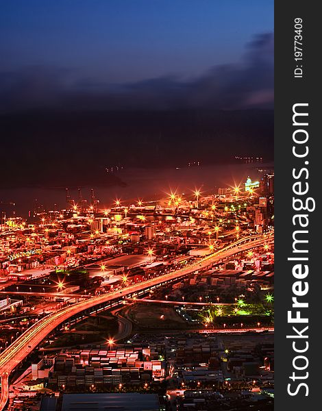 Night View Of Harbour At Yantian Port