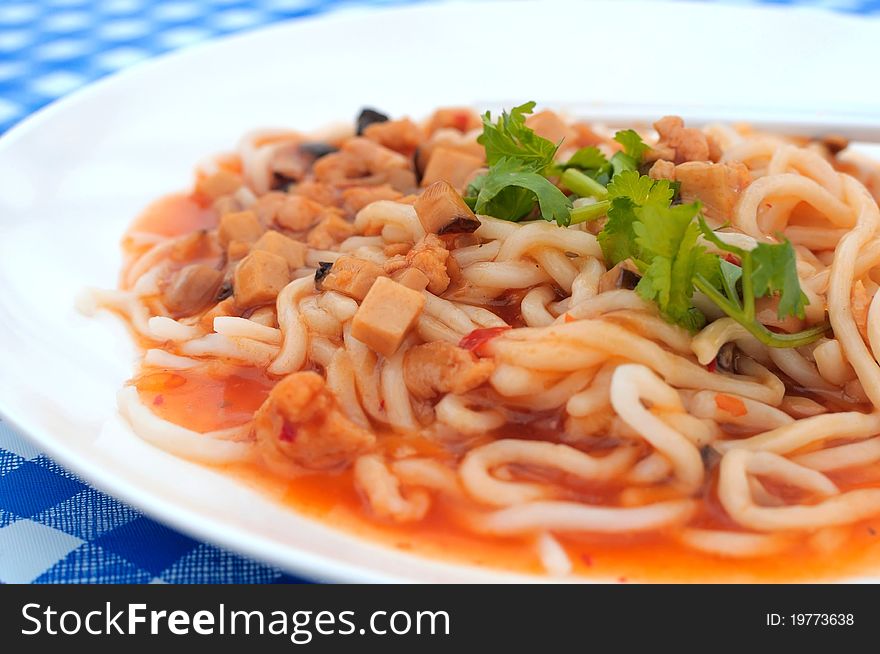 Closeup of Oriental noodles