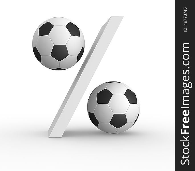 Soccer balls - percent concept This is a 3d render illustration