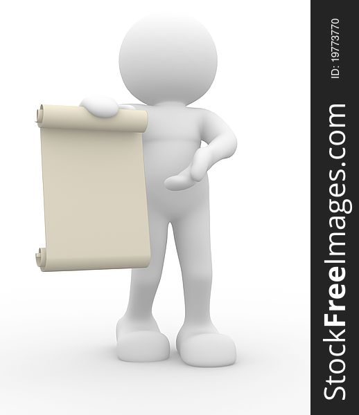 3d people icon with blank board This is a 3d render illustration