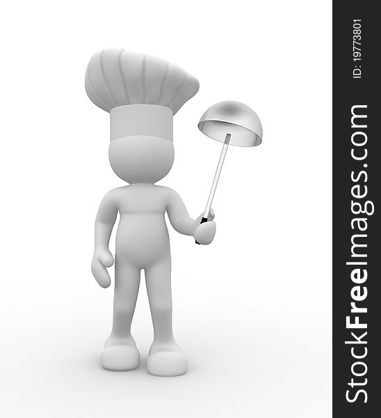 Cook with a ladle in hand - This is a 3d render illustration