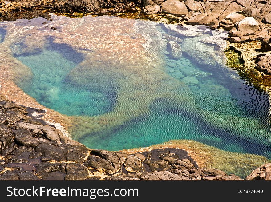 Natural pool at the coastside of lanzarote in nature