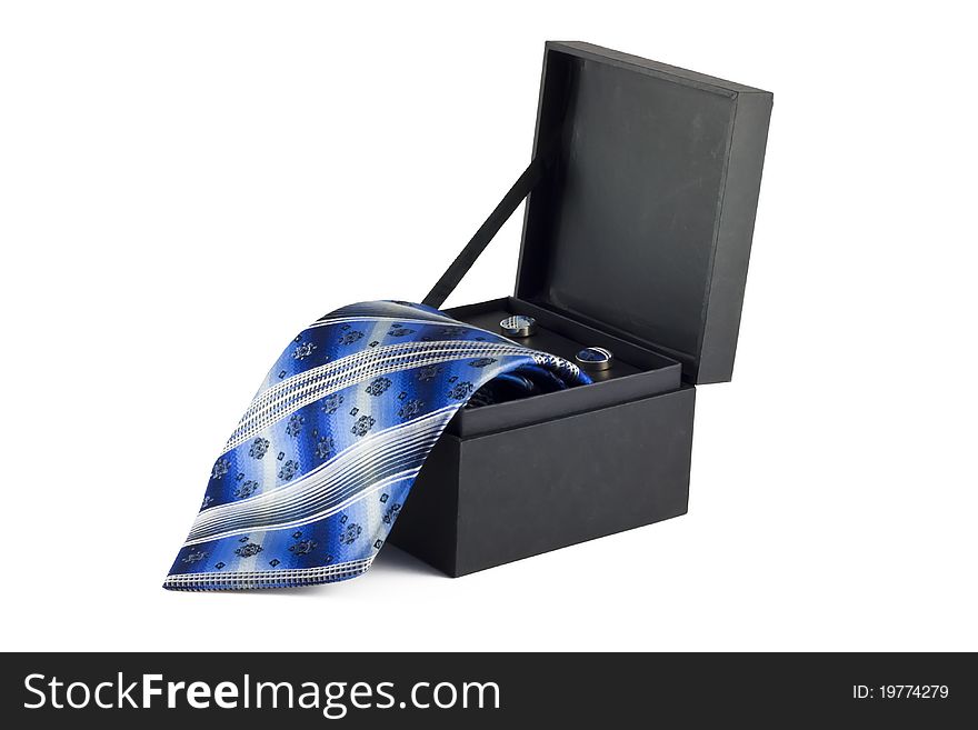 Elegant man's tie in a packing box
