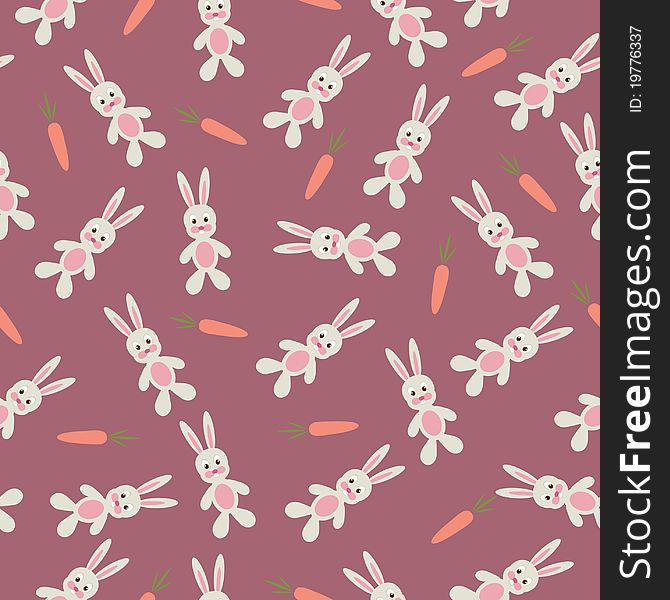 Child's seamless wallpaper with bunny and carrot