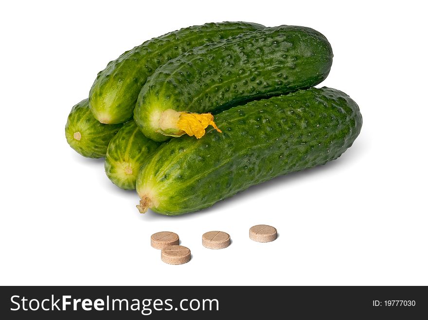 Some Fresh Cucumbers And Tablet