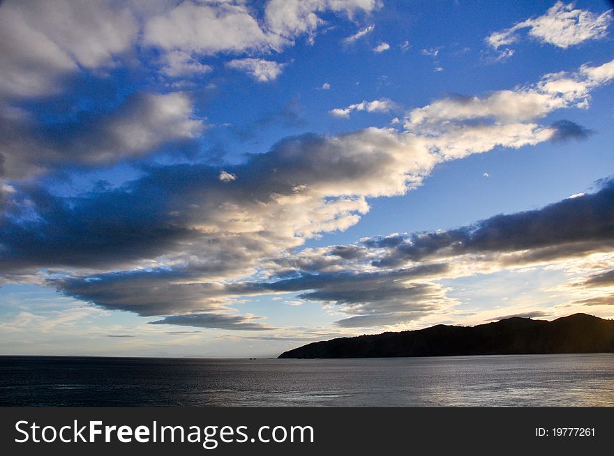 Sunset At Cook Strait, New Zealand