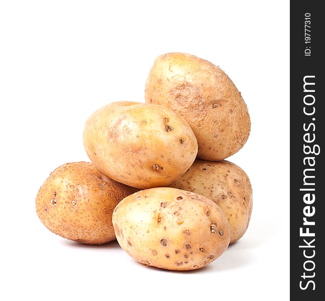 Yellow potato group isolated on white background